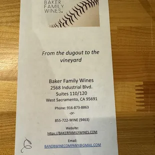 Baker family wines  3/2/24