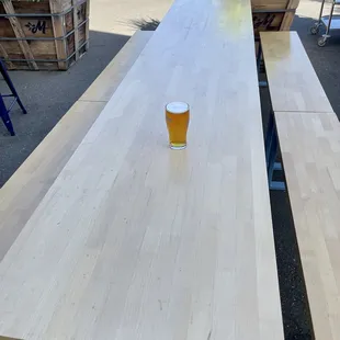 My Mosaic pint on the lonnng table I'm saving for our group of 10!