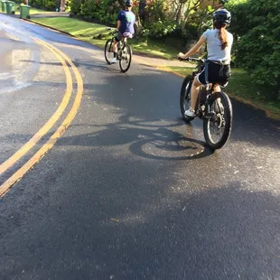 Riding uphill in the neighborhoods before the rainforest portion