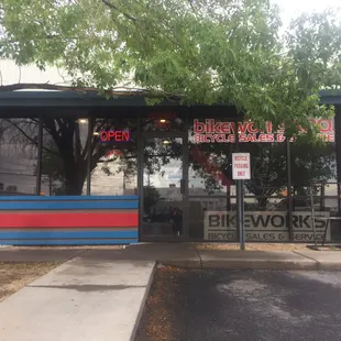 New location!  Tucked into the trees.