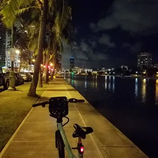 I like to ride on the sidewalk by the water -- beware of pedestrians &amp; flying pirrhannas!! O.o!