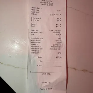 Receipt I ordered 3 beers charged for 9.