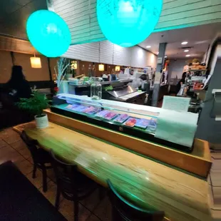 interior, sushi and sashimi