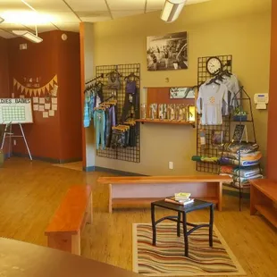 Community area, plus all your hot yoga retail needs!