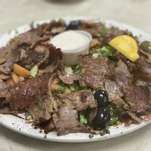 Bilad is keto friendly!  This Shawarma Salad (the #13) is as big as a house!  13. shawarma salad