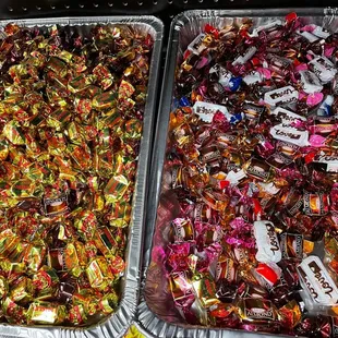 two trays of candy
