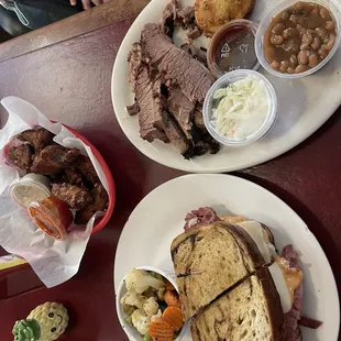 Rueben, brisket and chicken wings.