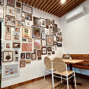 Beautiful framed art and photo wall