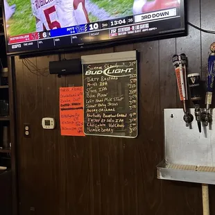 The bar. 4 beers on tap but a decent selection of cans as well.