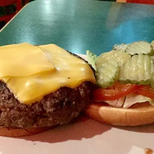 Over at a neighboring table a local farmer was enjoying this beast of a burger.