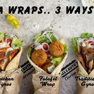 pita wraps 3 ways