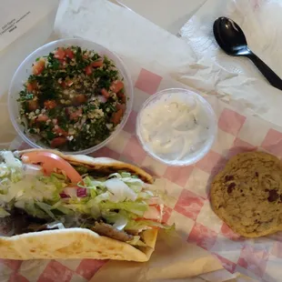 Gyro, Tzatziki sauce, &amp; Tabouli  is mouth watering delicious .