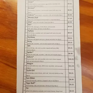 menu