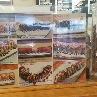 sushi and sashimi, menu