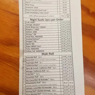 menu
