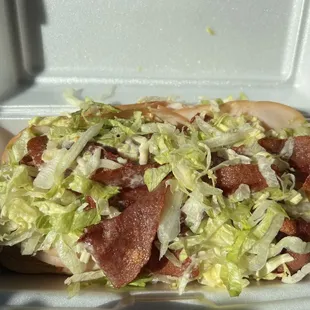 Turkey and cheese with bacon and avocado. SMALL 6in