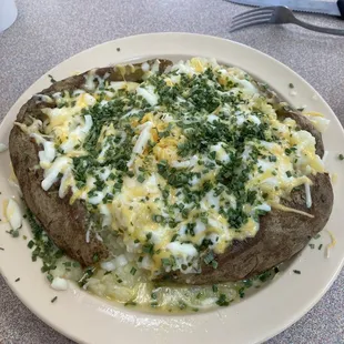 Giant baked potato with cheese