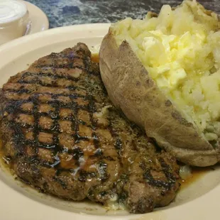 Steak and huge potato