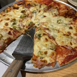 Canadian bacon and pineapple with jalapenos