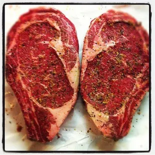 Beautiful rib-eye steaks just waiting to be devoured!