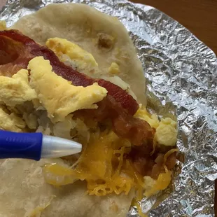 Just a few shreds of cheese.