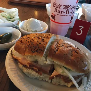 Turkey Po'Boy w/ mash and a Big Red.