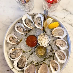 Oysters from Maine and PEI.