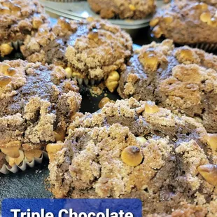 triple chocolate chip muffins