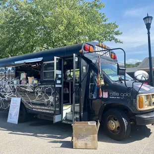 a food truck parked in a parking lot