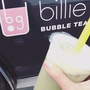 Matcha with lavender &amp; coconut milk / tapioca