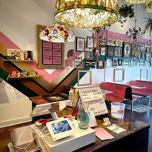 the interior of a cafe