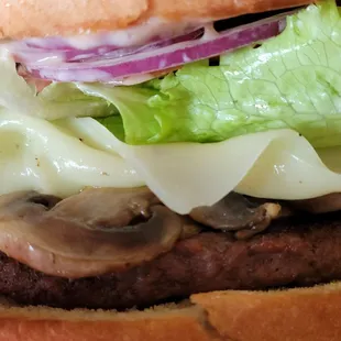 fresh mushrooms cooked on the mushroom burger