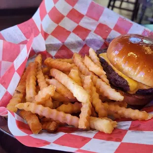plain chesseburger &amp; fries