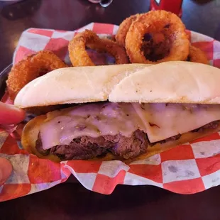Philly hoagie with onion rings