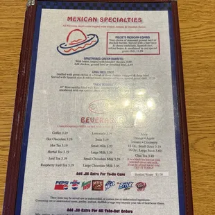 Mexican specialties &amp; drinks