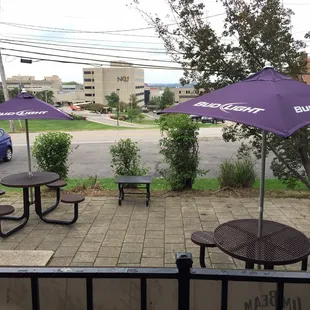 tables and umbrellas