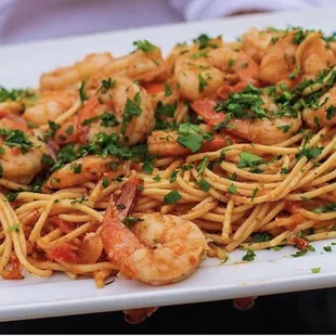 Shrimp Fra Diavolo for a family style wedding at the Hudson Loft, Los Angeles.