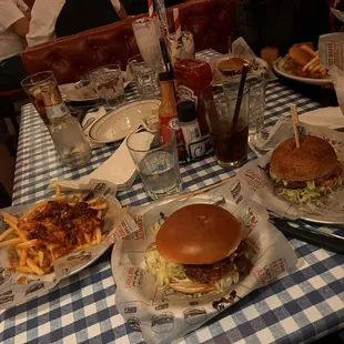 Pure deliciousness right here with Chili Cheese Fries and Crispy Chicken Sandwich