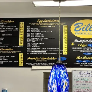 menu and price list