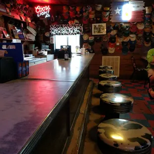 Looking down the bar counter