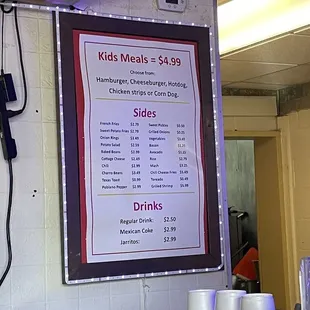 Kid meals / Sides / drink menu (9.23.23)