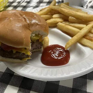 Cheeseburger and fries