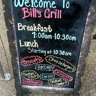 bill&apos;s grill sign