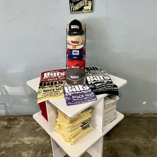 Merchandise for sale. Hats and tshirts!