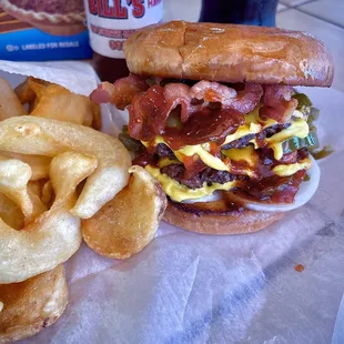 My favorite burger! Love adding grilled jalapeños and bacon! If you have never tried a toasted fine, it is a game changer!