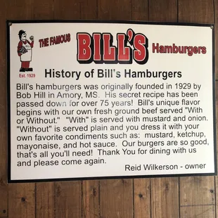 The history of Bill's hamburgers