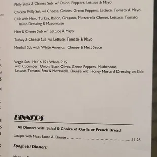 Dessert &amp; drink menu