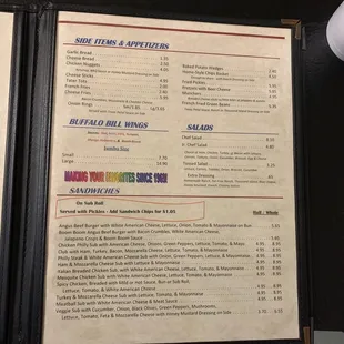 menu