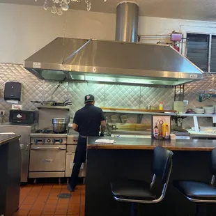 a man working in the kitchen