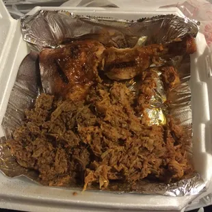 The sampler of pork beef and chicken